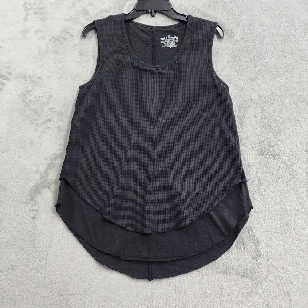 Neon Buddha Tank Womens S Black Waffle Knit Layered Scoop Hem Tunic Casual Yoga